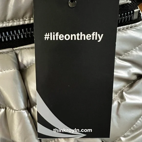 NWT THINK ROYLN Silver Shoulder Bag with Pleated Design - Picture 3 of 8